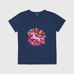 Футболка хлопковая детская Розовая пони, цвет: тёмно-синий