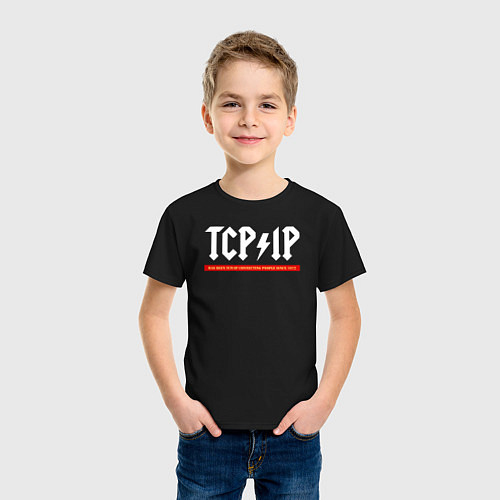 Детская футболка TCP IP connecting people since 1972 / Черный – фото 3