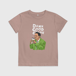 Футболка хлопковая детская Damn good coffee, цвет: пыльно-розовый
