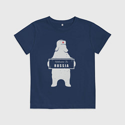 Футболка хлопковая детская Welcome russian bear, цвет: тёмно-синий