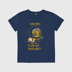 Футболка хлопковая детская Эмоции Скорпиона - Mortal Kombat meme, цвет: тёмно-синий