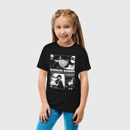 Детская футболка Сёгун райден - геншин / Черный – фото 4