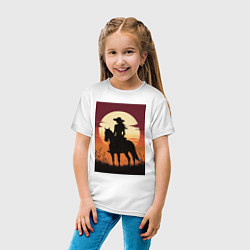Футболка хлопковая детская Всадница в стиле дикого запада, цвет: белый — фото 2