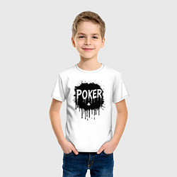 Футболка хлопковая детская Покер с каплями краски, цвет: белый — фото 2