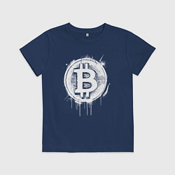 Футболка хлопковая детская Биткоин в стиле Бэнкси, цвет: тёмно-синий