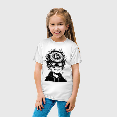 Детская футболка Аниме биткоин / Белый – фото 4