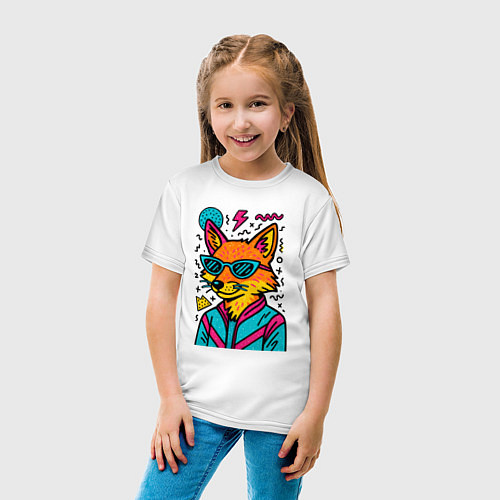 Детская футболка Лиса поп арт / Белый – фото 4
