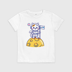 Детская футболка Котик космонавт на луне