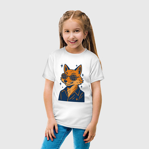 Детская футболка Лиса в очках / Белый – фото 4