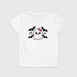 Футболка хлопковая детская Готическое очарование - приведение, цвет: белый