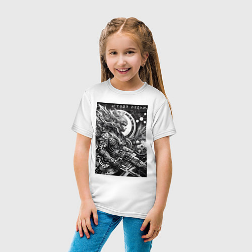 Детская футболка Cyber dream - ai art fantasy / Белый – фото 4