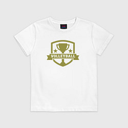 Футболка хлопковая детская Volleyball champion, цвет: белый