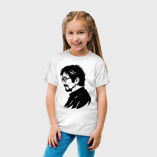 Детская футболка Хаяо Миядзаки в профиль / Белый – фото 4