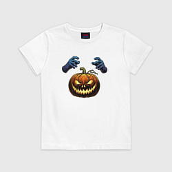Футболка хлопковая детская Зловещая лампа Джека, цвет: белый