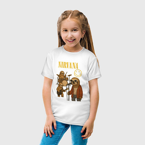Детская футболка Nirvana ленивцы / Белый – фото 4