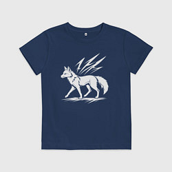 Футболка хлопковая детская Лисица с молниями, цвет: тёмно-синий