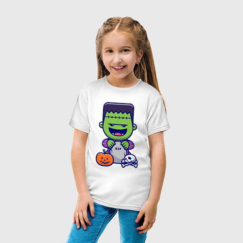 Детская футболка Забавный Франкенштейн / Белый – фото 4