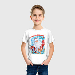 Футболка хлопковая детская Счастливого Нового года, цвет: белый — фото 2