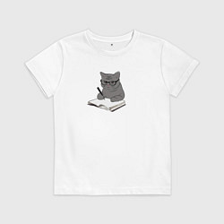 Детская футболка Психолог серый кот