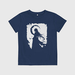 Футболка хлопковая детская Девушка гот аниме, цвет: тёмно-синий