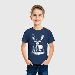 Футболка хлопковая детская Зимний олень, цвет: тёмно-синий — фото 2