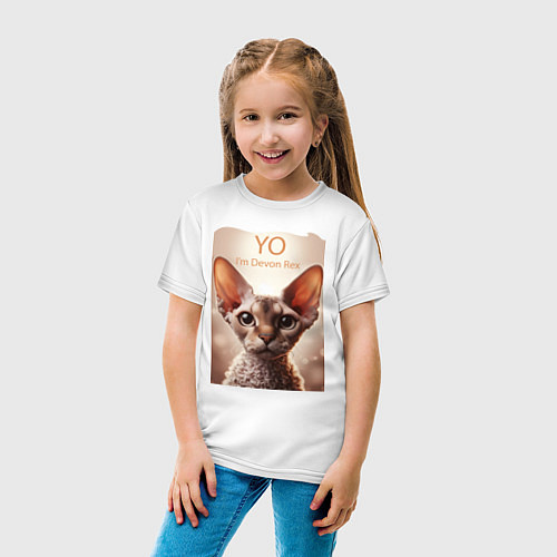 Детская футболка Yo - Im Devon Rex / Белый – фото 4