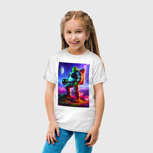 Детская футболка Космонавт Шрек на похожей планете / Белый – фото 4