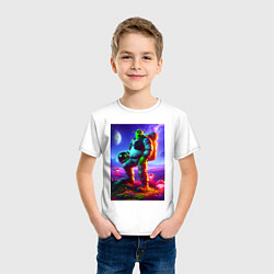 Футболка хлопковая детская Космонавт Шрек на похожей планете, цвет: белый — фото 2
