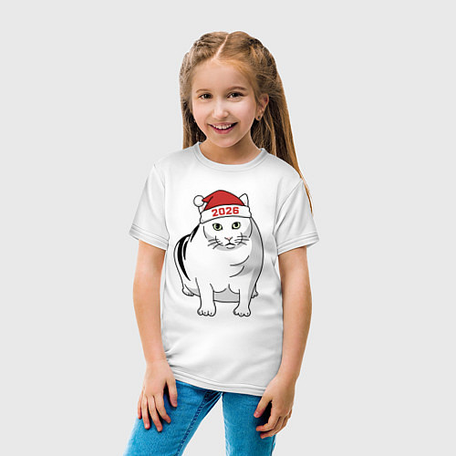 Детская футболка Мемный кот Бендер - 2026 / Белый – фото 4