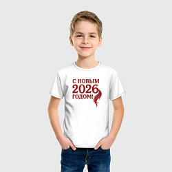 Футболка хлопковая детская С Новым 2026 годом, цвет: белый — фото 2