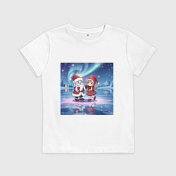 Детская футболка Дед Мороз и Снегурочка: новогодний танец на льду