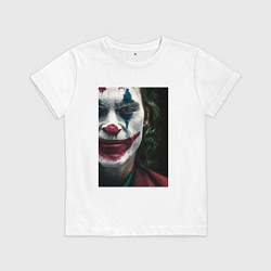 Футболка хлопковая детская Джокер - Хоакин Феникс, цвет: белый