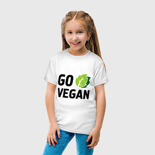 Детская футболка Go vegan / Белый – фото 4