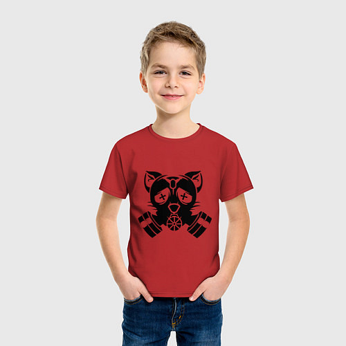 Детская футболка Противогаз с мышиными ушами / Красный – фото 3