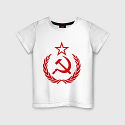 Футболка хлопковая детская СССР герб, цвет: белый