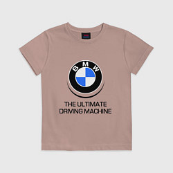 Футболка хлопковая детская BMW Driving Machine, цвет: пыльно-розовый
