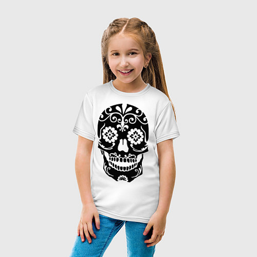 Детская футболка Расписной череп / Белый – фото 4