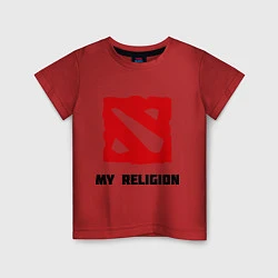Футболка хлопковая детская Dota 2: My Religion, цвет: красный