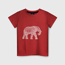 Футболка хлопковая детская Расписной слон, цвет: красный