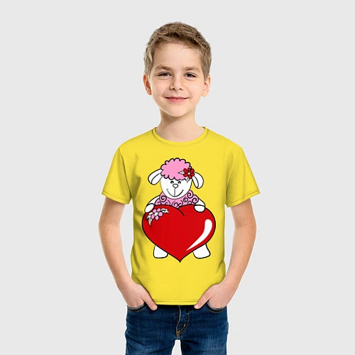 Детская футболка Барашек с сердцем / Желтый – фото 3