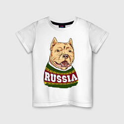Футболка хлопковая детская Made in Russia: собака, цвет: белый
