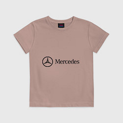 Футболка хлопковая детская Mercedes Logo, цвет: пыльно-розовый