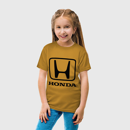 Детская футболка Honda logo / Горчичный – фото 4