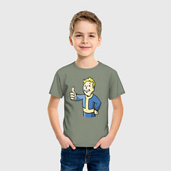 Футболка хлопковая детская Fallout vault boy, цвет: авокадо — фото 2