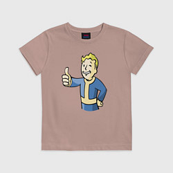 Футболка хлопковая детская Fallout vault boy, цвет: пыльно-розовый
