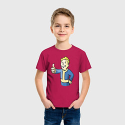 Футболка хлопковая детская Fallout vault boy, цвет: маджента — фото 2