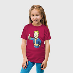 Футболка хлопковая детская Fallout vault boy, цвет: маджента — фото 2