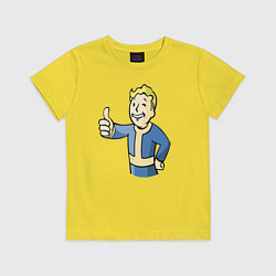 Футболка хлопковая детская Fallout vault boy, цвет: желтый