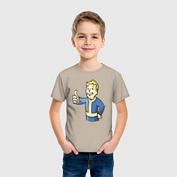 Футболка хлопковая детская Fallout vault boy, цвет: миндальный — фото 2
