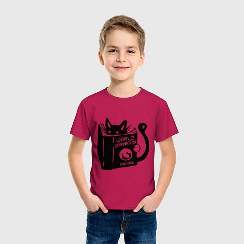 Детская футболка Кот с книгой / Маджента – фото 3